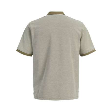Polo olive uni avec une coupe droite et un col boutonné à manches courtes - Image 2