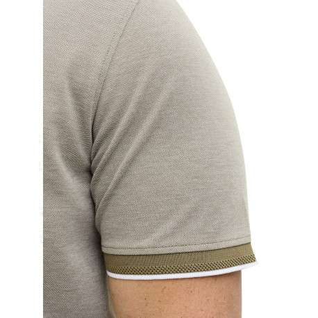 Polo olive uni avec une coupe droite et un col boutonné à manches courtes - Image 6