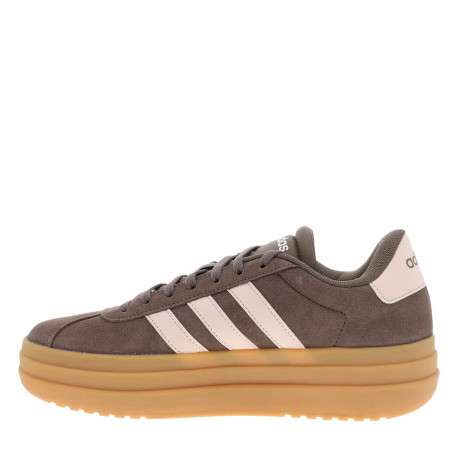 Baskets marron en cuir à talon plateforme avec des lacets plats et logo rose