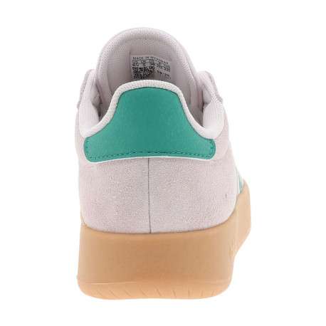 Baskets tennis en cuir roses à talon plat avec des lacets et un logo vert - Image 6