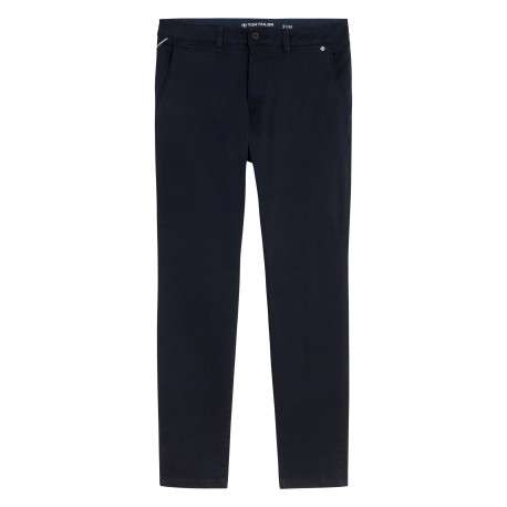 Pantalon chino en coton marine à coupe droite pourvu de poches