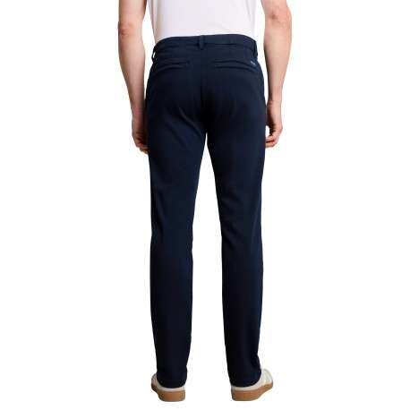 Pantalon chino en coton marine à coupe droite pourvu de poches - Image 3