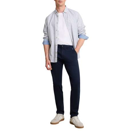 Pantalon chino en coton marine à coupe droite pourvu de poches - Image 5