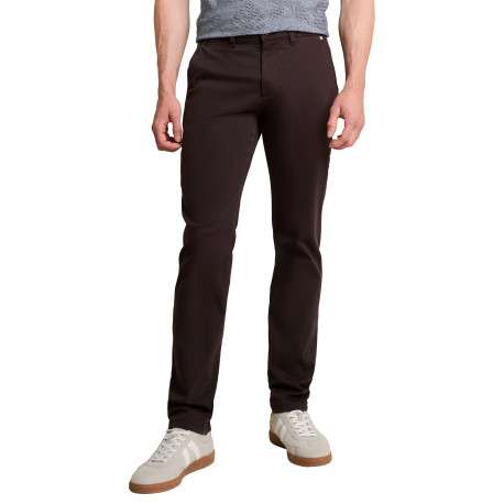 Pantalon chino en coton marron à coupe droite pourvu de poches