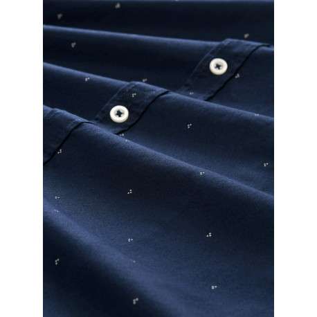 Chemise en coton marine à motifs pourvue d'une coupe ajustée - Image 2