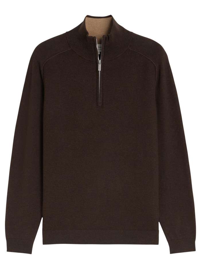 Pull en coton marron à...