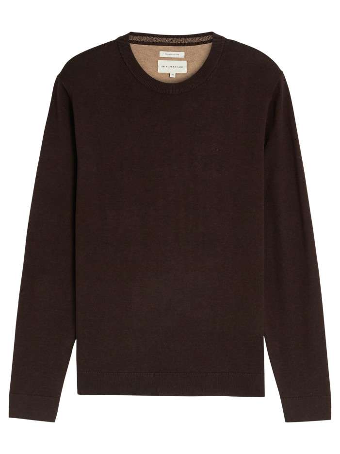 Pull en coton marron à...