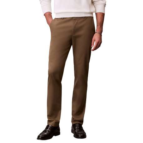 Pantalon chino en coton taupe coupe slim pourvu de poches italiennes - Image 2