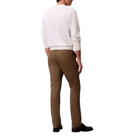 Pantalon chino en coton taupe coupe slim pourvu de poches italiennes - Image 3
