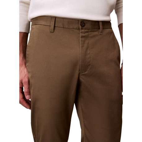 Pantalon chino en coton taupe coupe slim pourvu de poches italiennes - Image 4