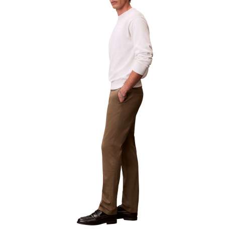 Pantalon chino en coton taupe coupe slim pourvu de poches italiennes - Image 5