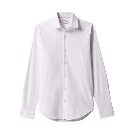 Chemise en coton blanche à coupe droite pourvue d'un col à revers