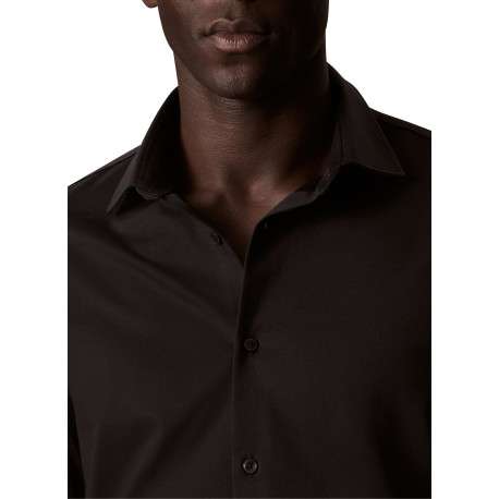 Chemise en coton mélangé noire à coupe droite pourvue d'un col à revers - Image 5