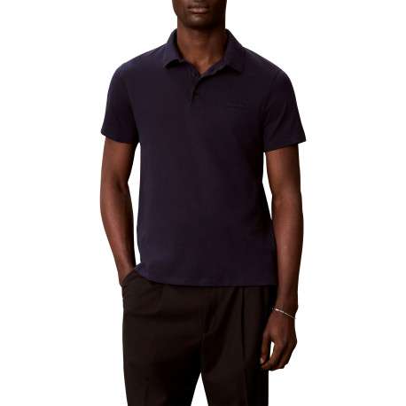 Polo en coton marine à coupe droite pourvu d'un col boutonné - Image 2