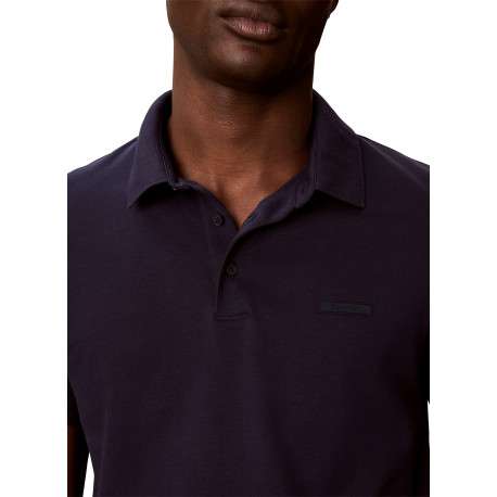 Polo en coton marine à coupe droite pourvu d'un col boutonné - Image 5