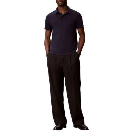 Polo en coton marine à coupe droite pourvu d'un col boutonné - Image 6