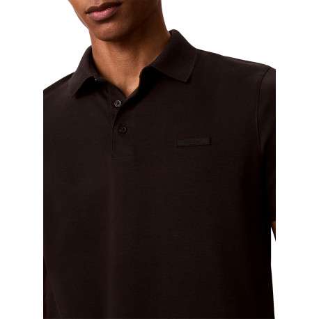Polo en coton noir à coupe droite pourvu d'un col à revers boutonné - Image 5