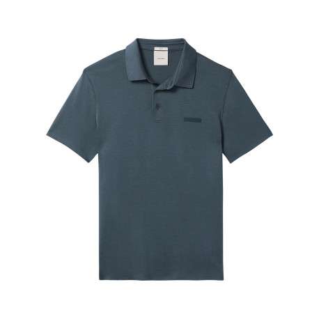 Polo en coton petrole à coupe droite pourvu d'un col boutonné
