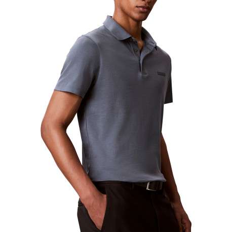 Polo en coton petrole à coupe droite pourvu d'un col boutonné - Image 5