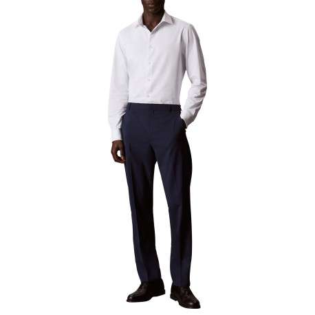 Chemise en coton mélangé blanche à coupe droite pourvue d'un col à revers - Image 2