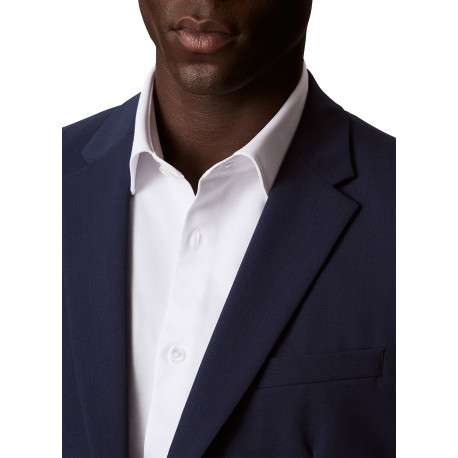 Chemise en coton mélangé blanche à coupe droite pourvue d'un col à revers - Image 4