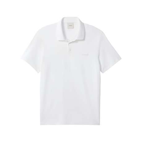 Polo en coton blanc à coupe droite pourvu d'un col à revers boutonné