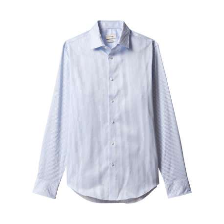 Chemise en coton bleue à coupe droite ornée d'un motif à rayures