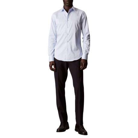 Chemise en coton bleue à coupe droite ornée d'un motif à rayures - Image 2