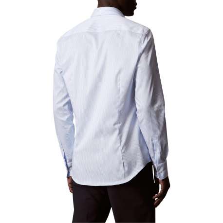 Chemise en coton bleue à coupe droite ornée d'un motif à rayures - Image 3