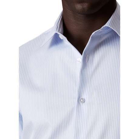 Chemise en coton bleue à coupe droite ornée d'un motif à rayures - Image 4