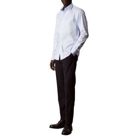 Chemise en coton bleue à coupe droite ornée d'un motif à rayures - Image 5