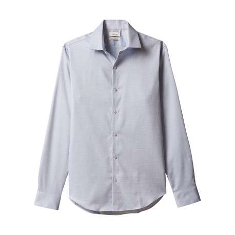Chemise en coton bleu clair à coupe droite pourvue d'un col à revers