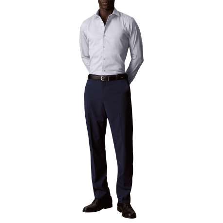 Chemise en coton bleu clair à coupe droite pourvue d'un col à revers - Image 2
