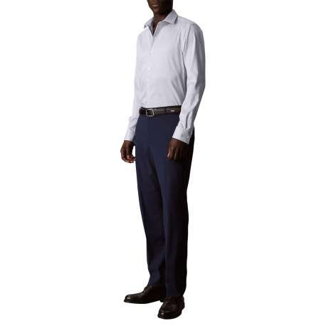 Chemise en coton bleu clair à coupe droite pourvue d'un col à revers - Image 5