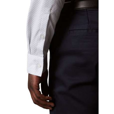 Chemise en coton blanche à coupe droite ornée d'un motif géométrique - Image 4