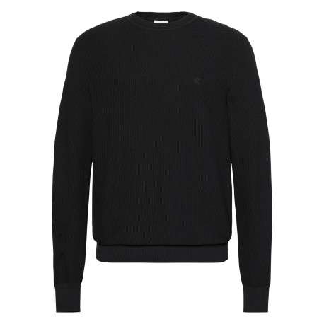 Pull en coton noir à coupe ajustée pourvu du logo de la marque