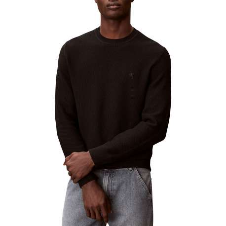 Pull en coton noir à coupe ajustée pourvu du logo de la marque - Image 2