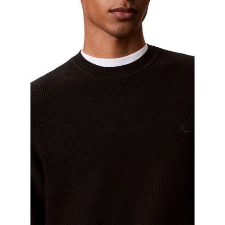 Pull en coton noir à coupe ajustée pourvu du logo de la marque - Image 4
