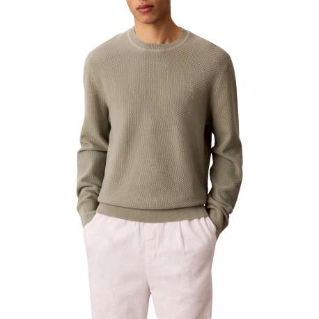 Pull en coton kaki à coupe ajustée pourvu du logo de la marque - Image 2