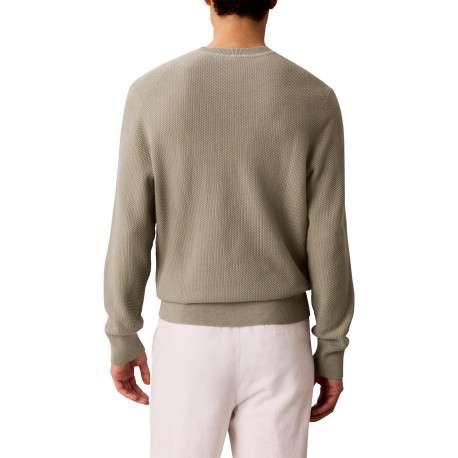 Pull en coton kaki à coupe ajustée pourvu du logo de la marque - Image 3
