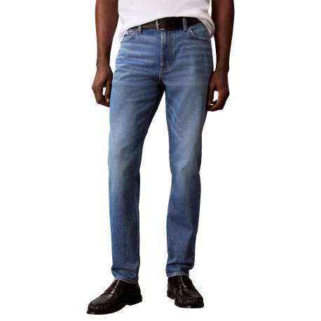 Jean en coton bleu avec une coupe slim muni d'un zip et d'un bouton - Image 2