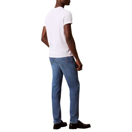 Jean en coton bleu avec une coupe slim muni d'un zip et d'un bouton - Image 3