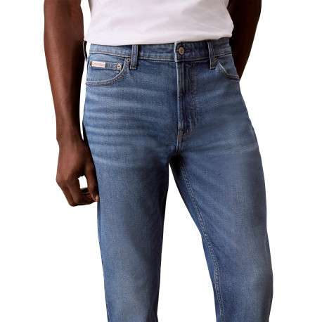 Jean en coton bleu avec une coupe slim muni d'un zip et d'un bouton - Image 6