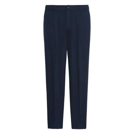 Pantalon Chino marine uni avec une coupe cigarette et une taille élastiquée