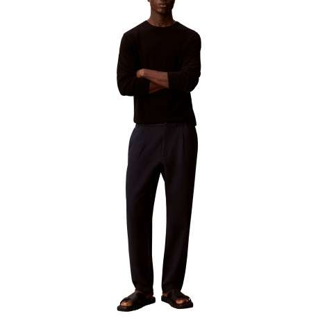 Pantalon Chino marine uni avec une coupe cigarette et une taille élastiquée - Image 2