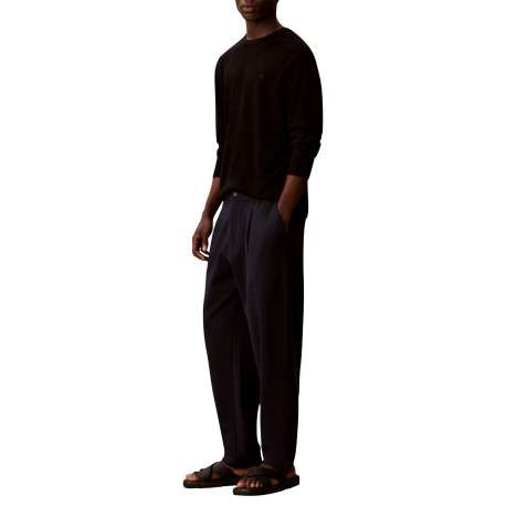 Pantalon Chino marine uni avec une coupe cigarette et une taille élastiquée - Image 4