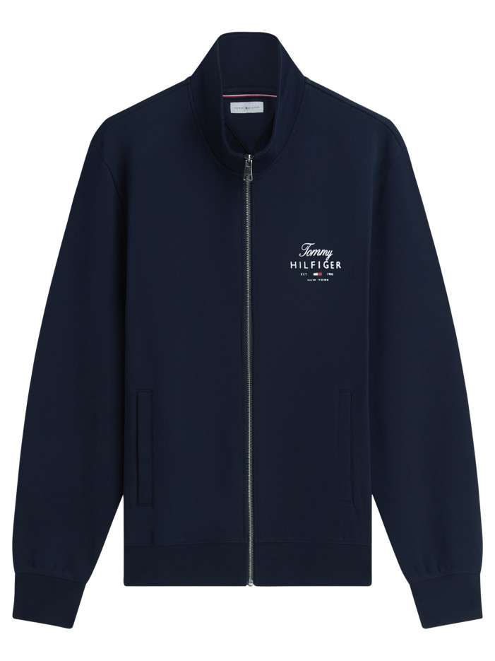 Sweat zippé en coton marine...