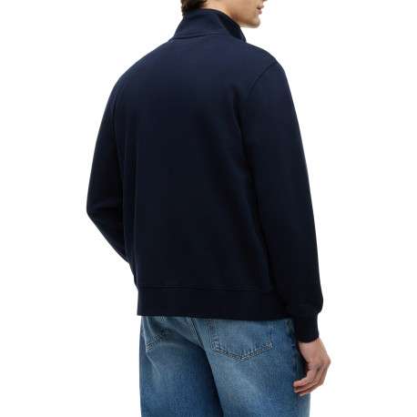 Sweat zippé en coton marine à coupe droite pourvu d'un col montant - Image 3