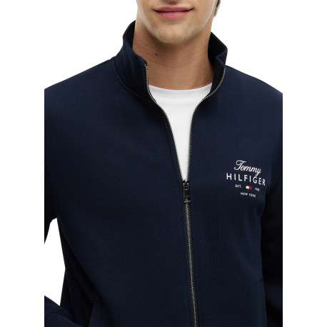 Sweat zippé en coton marine à coupe droite pourvu d'un col montant - Image 4