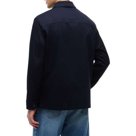 Surchemise en coton biologique marine à coupe droite avec un col à revers - Image 3